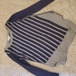 5 For $25 Liz Claiborne Striped Long Sleeve Top Womens Size Small Navy Gray